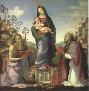 ALBERTINELLI  Mariotto The Virgin and Child Adored by Saints Jerome and Zenobius (mk05) oil painting